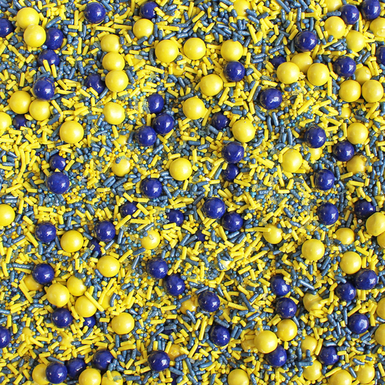 Navy Blue & Yellow Sporty Sprinkles, Football, Basketball, Sports Team Decorations, School Spirit, Cake Decoration, Cupcake Toppers