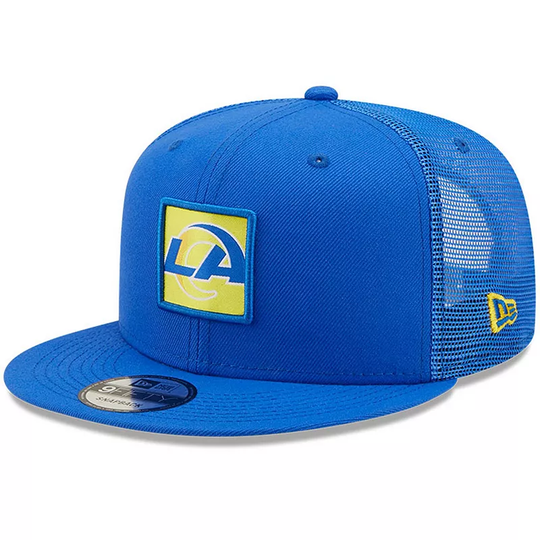 Men's New Era Royal Los Angeles Rams Gridlock Trucker 9FIFTY Snapback Hat, LAR Blue