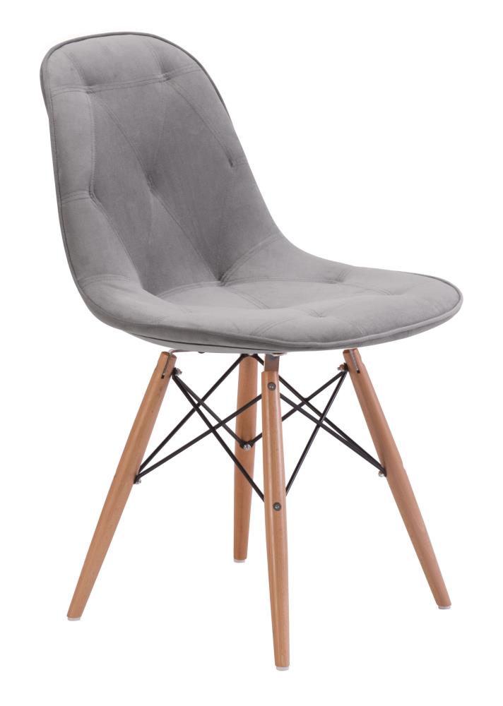 Zuo Modern Probability Contemporary/Modern Polyester/Polyester Blend Upholstered Dining Side Chair (Wood Frame) in Gray | 104155
