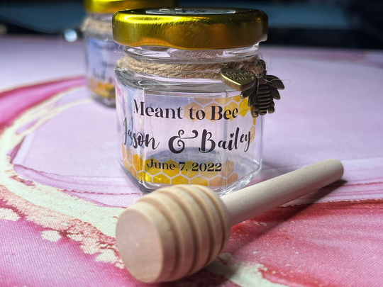 10 Meant To Bee Hexagon Honey Jar Favors For Weddings Bridal Showers Wedding Anniversary Party Vow Renewal Mason