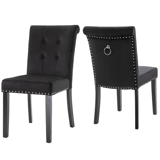 Outopee Contemporary/Modern Polyester/Polyester Blend Upholstered Dining Side Chair (Wood Frame) in Black | 303868585192