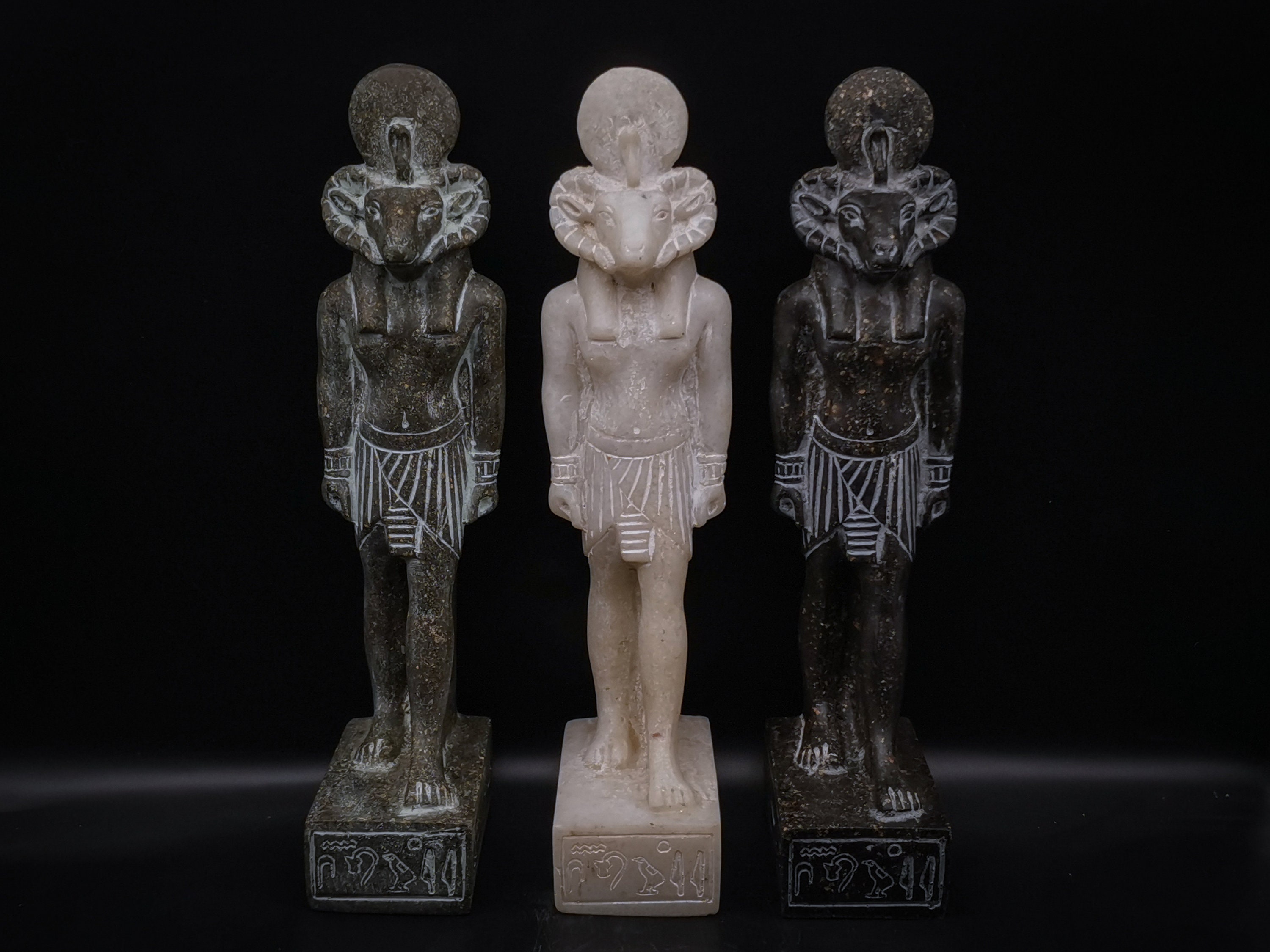 Statue Of Egyptian God Khnum Large Granite Stone | 3 Color Made in Egypt