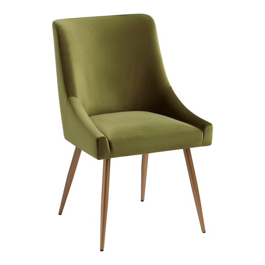 Velvet Jocelyn Upholstered Dining Chair Set of 2: Green/Gold - Metal by World Market