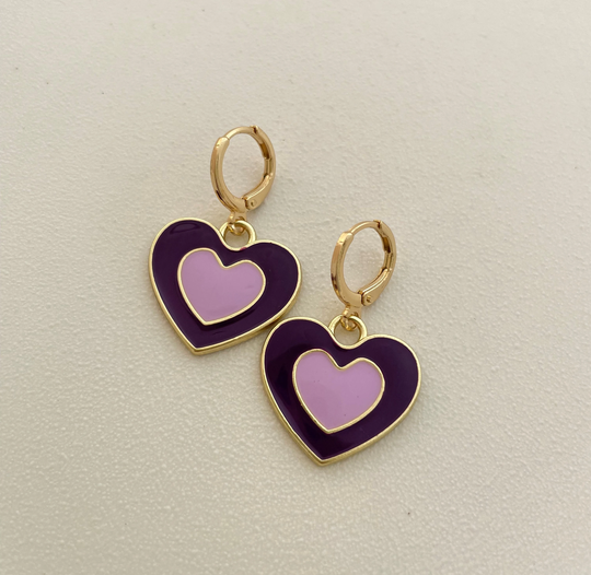 Gold 32mm Heart Hoop Earring Endless Hoops Huggies Dangle Simple Earrings Everyday/Gift For Her
