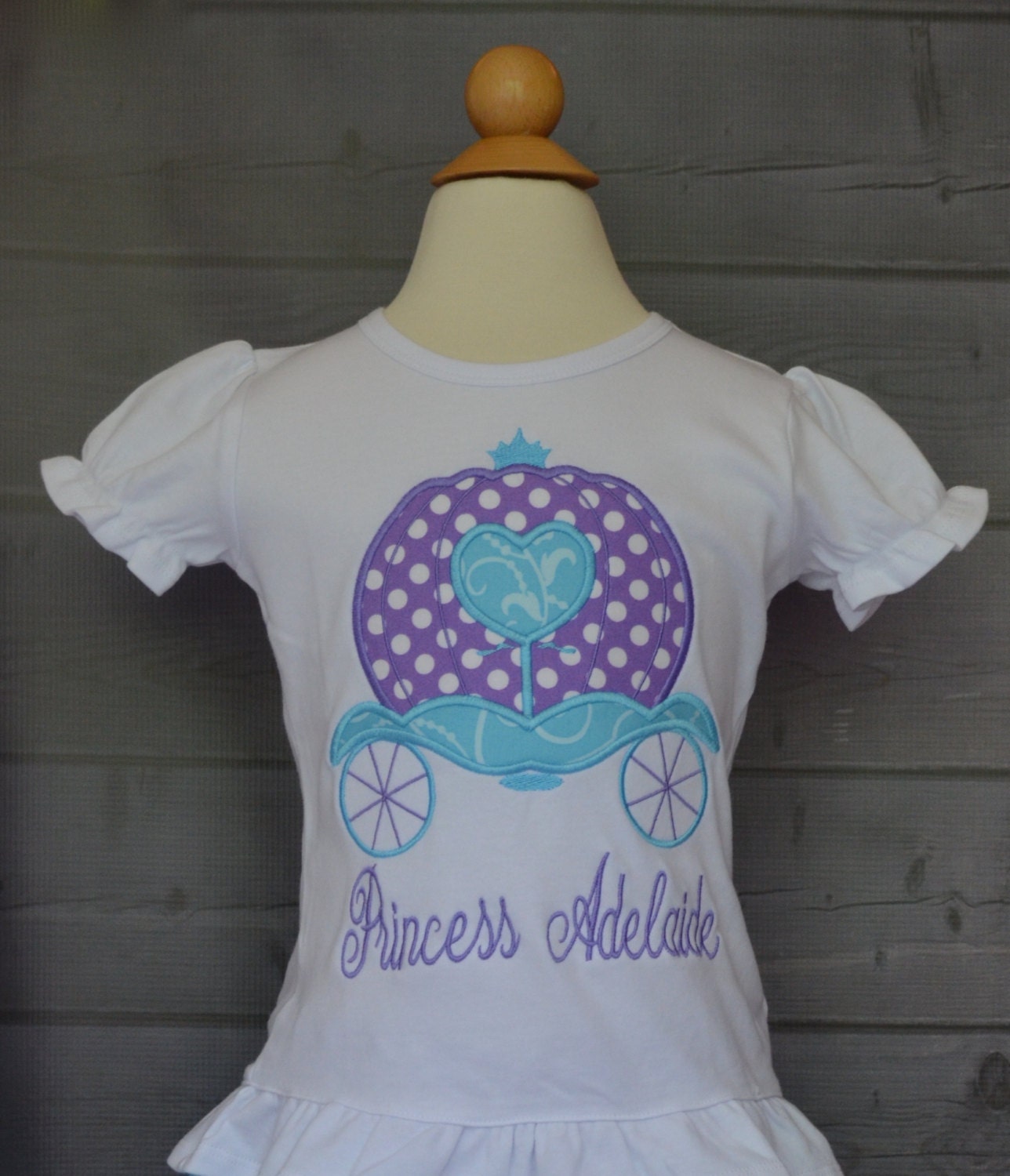Girls Personalized Princess Carriage Applique Shirt Or Bodysuit Girl