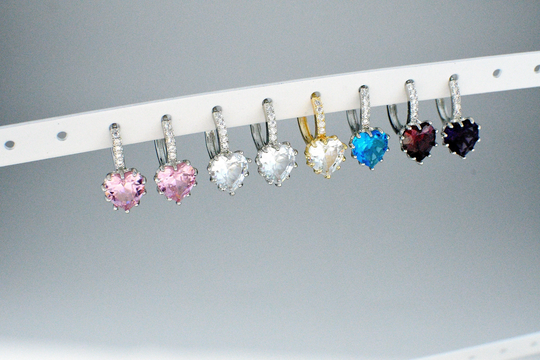 Dainty Heart Cubic Zirconia Earrings/Y2K Cz Diamond Jewelry