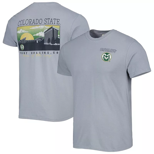 Men's Gray Colorado State Rams Campus Scenery Comfort Color T-Shirt, Size: 2XL, Grey