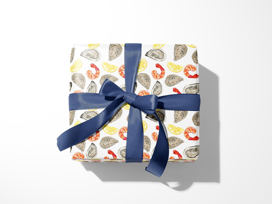 Raw Bar Gift Wrap | Oyster Wrapping Paper Seafood Shellfish Sheets Cape Cod Summer
