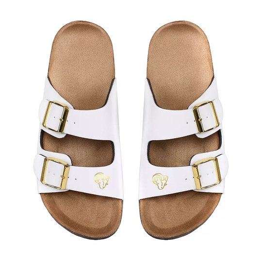 Women's FOCO Los Angeles Rams Double-Buckle Sandals, Size: 5/6, White