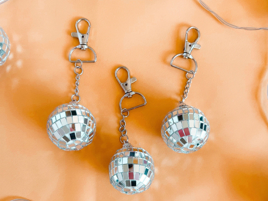 Mini Disco Ball Keychain. Preppy Girl Style Keyring. 70S Aesthetic Vsco Novelty Trending Groovy
