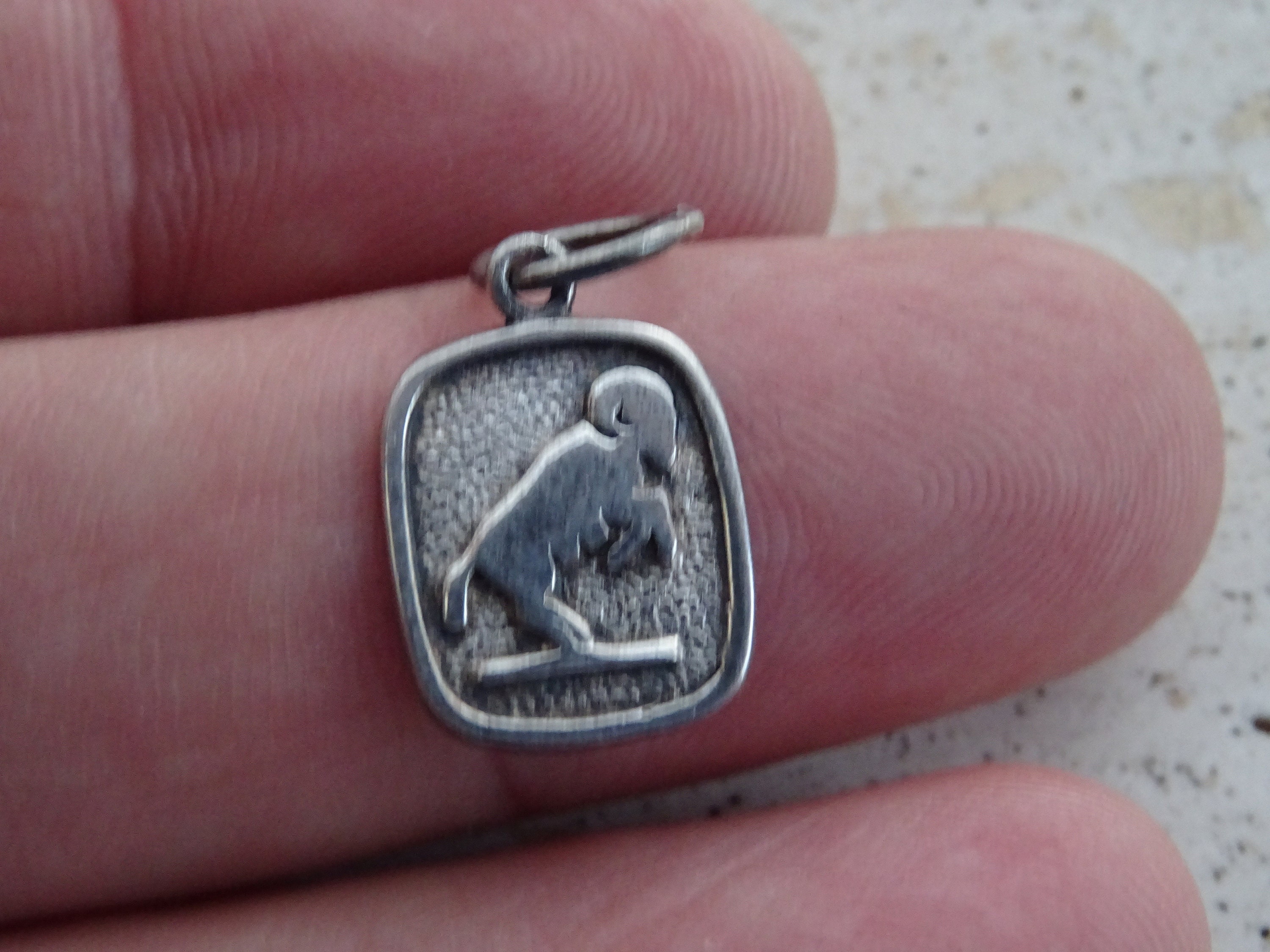 Vintage Silver | Marked Zodiac Constellation Medal Pendant Charm Medallion Sign Of Aries. Ram C 6