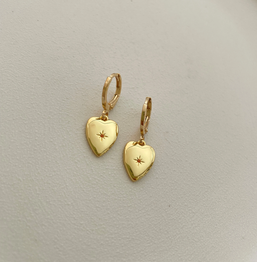 Gold 25mm Heart Star Hoop Earring Endless Hoops Huggies Dangle Simple Earrings Everyday/Gift For Her