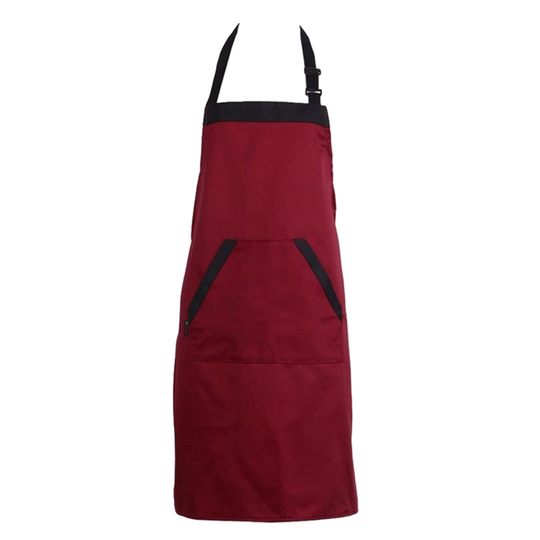 Apron with Pocket Waterproof Cotton Blend Home Unisex Apron for Kitchen - red