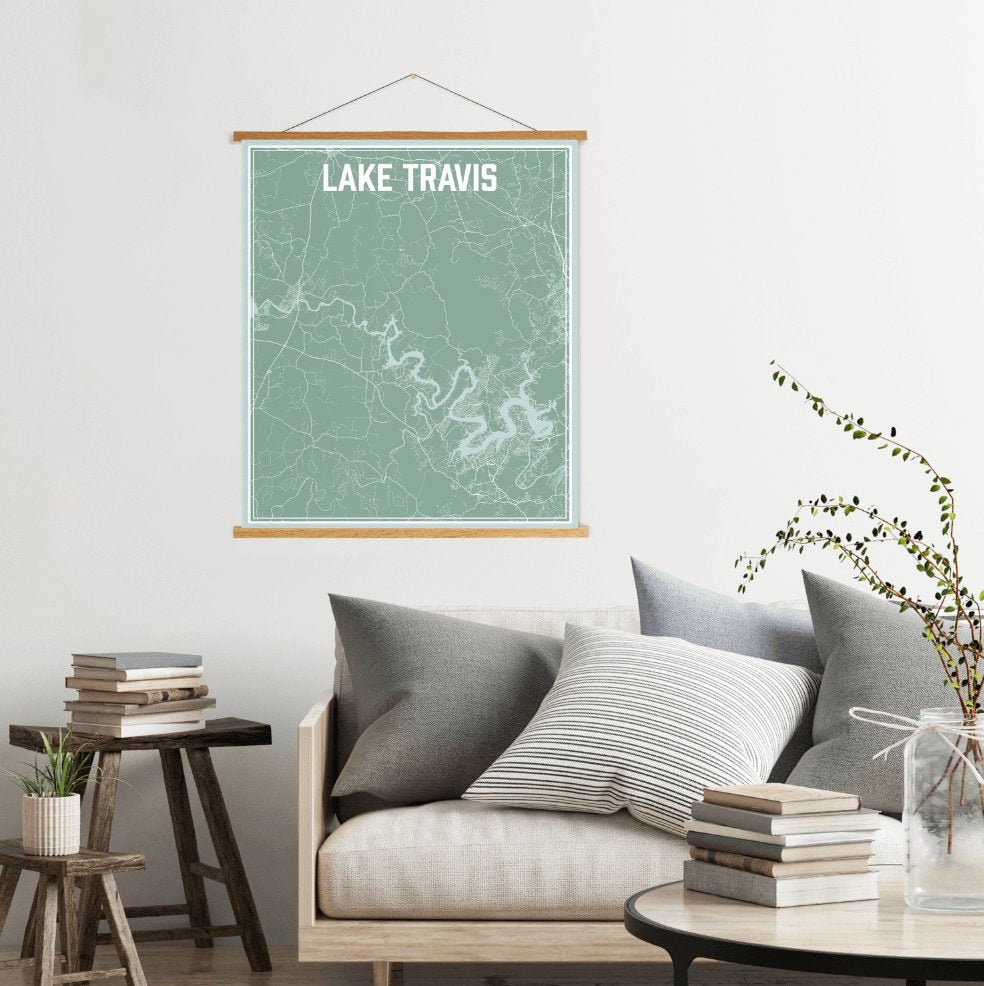 Lake Travis Texas Street Map Print | Magnetic Poster Frame Printed Marketplace