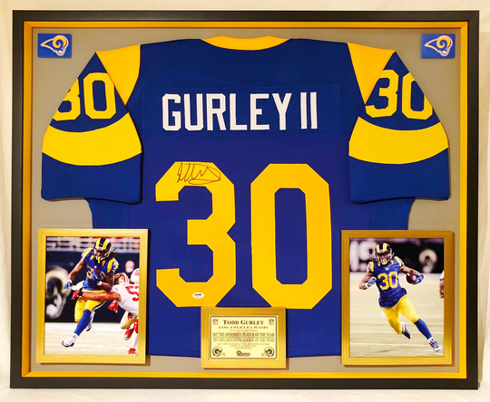 Premium Framed Todd Gurley Autographed/Signed Rams Jersey - Psa Auth