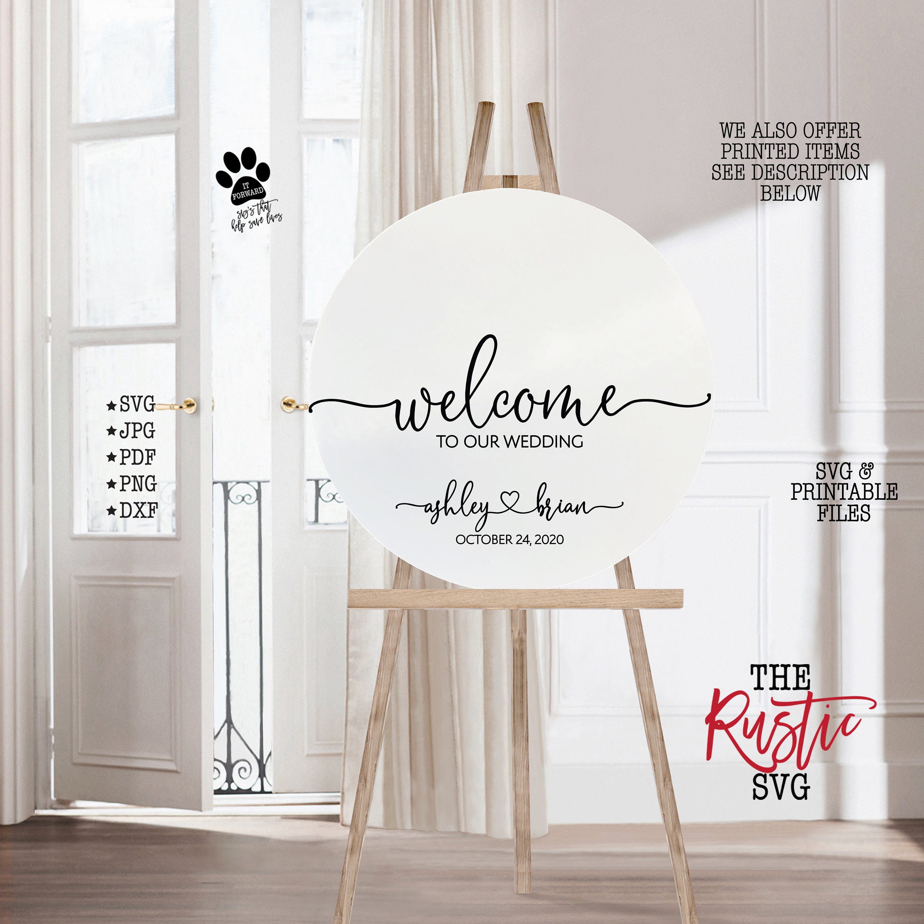 Round Welcome Wedding Sign, Custom Circle To Our Wedding, Printable Svg, Svg, Cricut, Silhouette, 027