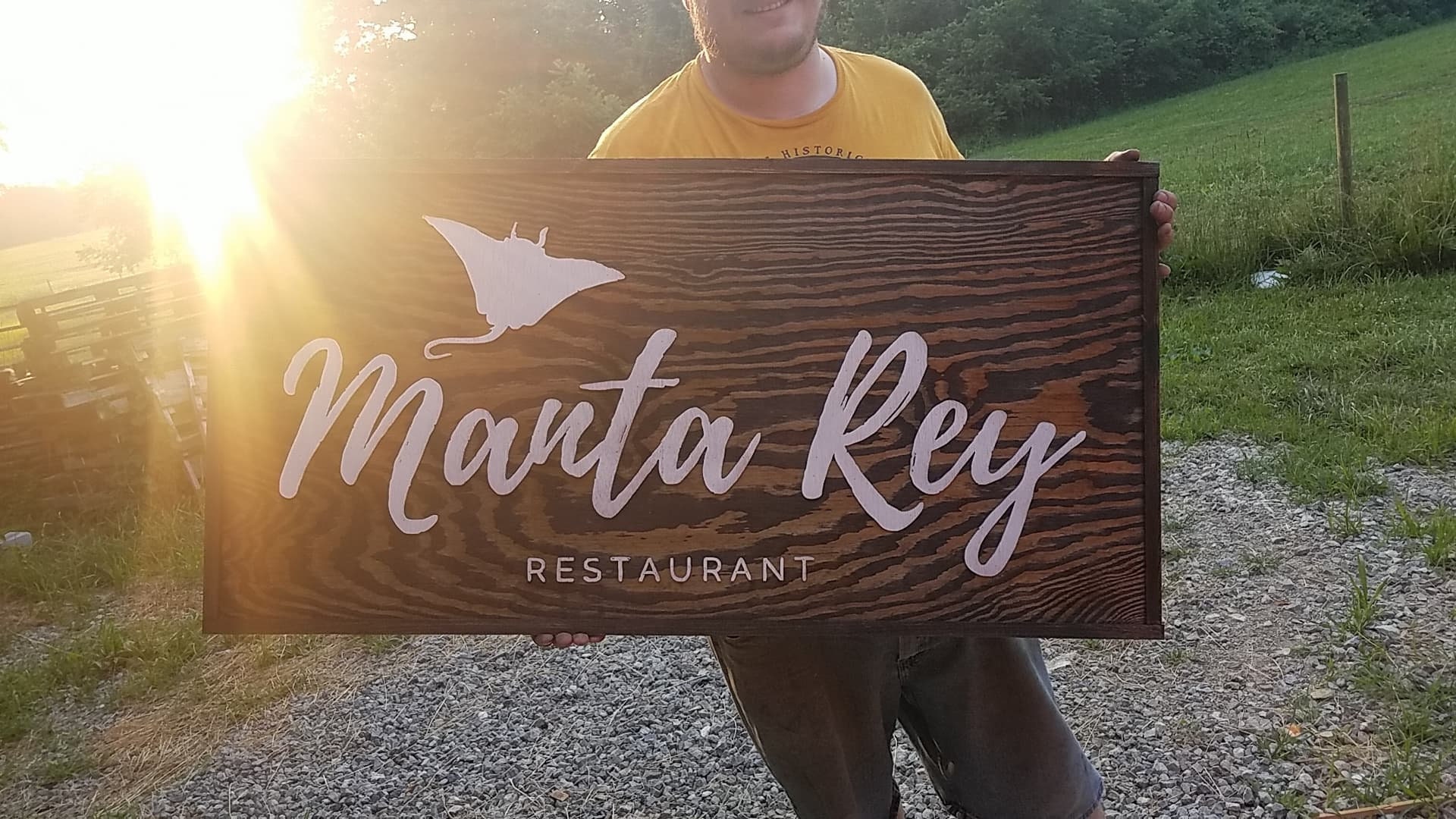 Restaurant, Business, Beach, Manta Ray, Ocean, Seafood, Sign Large Outdoor, Commercial, Wood, 3D, Raised Text, Entrance