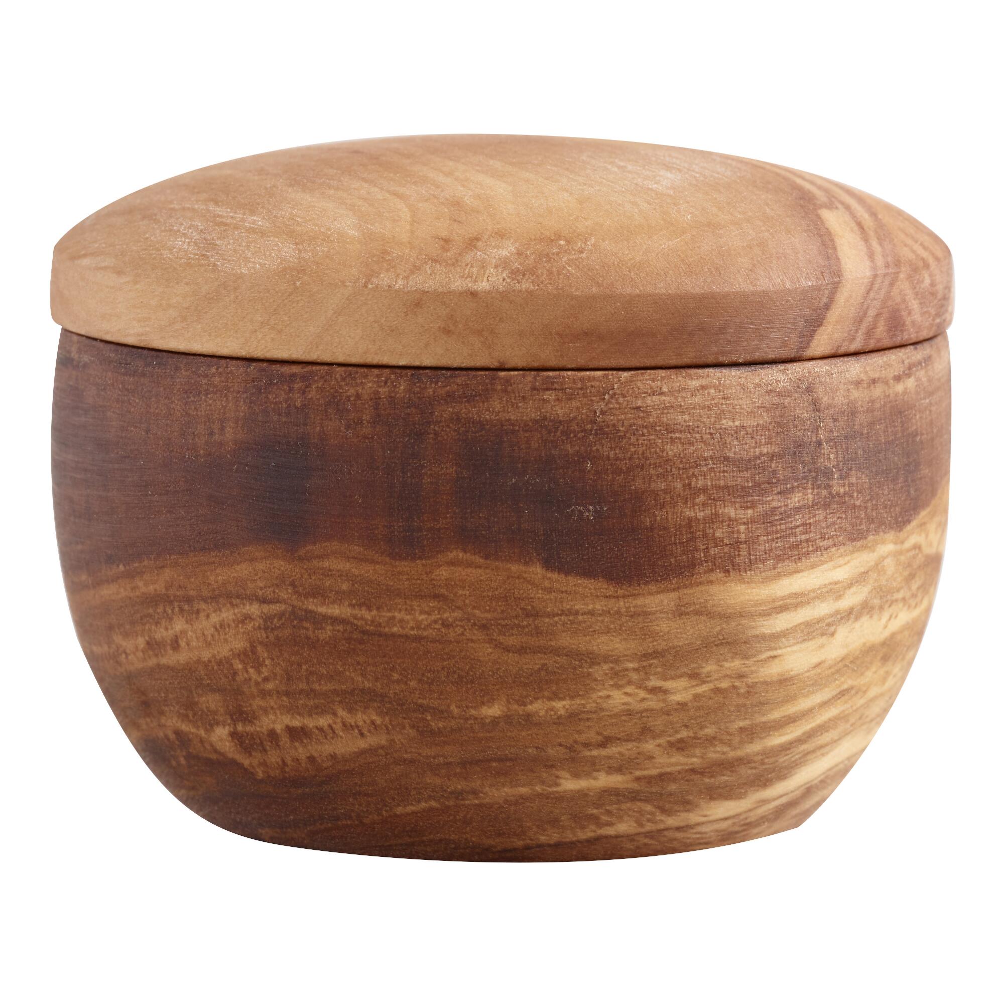 Olive Wood Salt Keeper: Brown/Natural by World Market