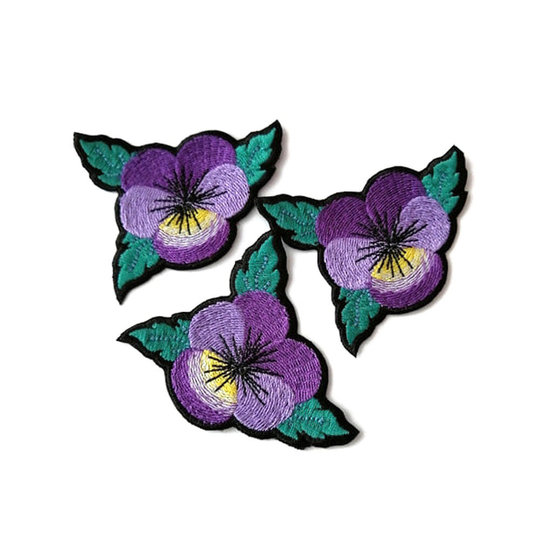 Pansy Flower Patch. Flower Embroidery Botanical Iron On