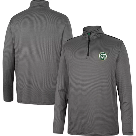 Men's Colosseum Charcoal Colorado State Rams Logo Quarter-Zip Windshirt, Size: Medium, Grey