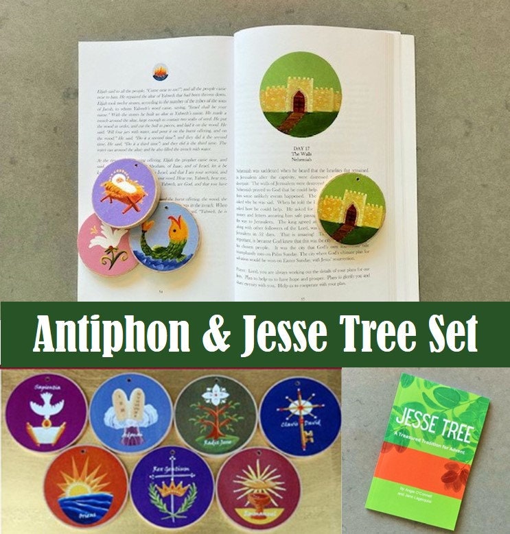 Advent Set - Antiphons, New Storybook, & Jesse Tree Set Ready To Ship Christian Calendar, Any Color