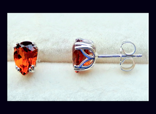 Golden Citrine Earrings/ Faceted Pear Shapes/7x5mm Or 6x4 Mm/sterling Silver Fancy 16 Prong Mountings