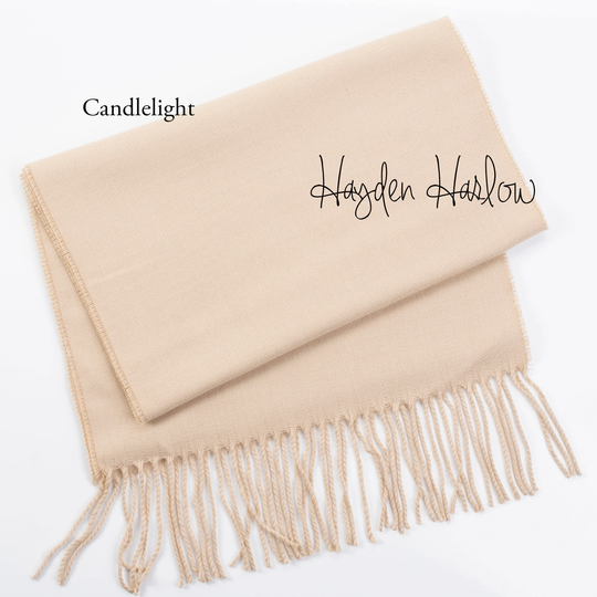 Candlelight Gold Warm Winter Wool Blend Scarf Gift, Stocking Stuffer, Customized - Monogrammable