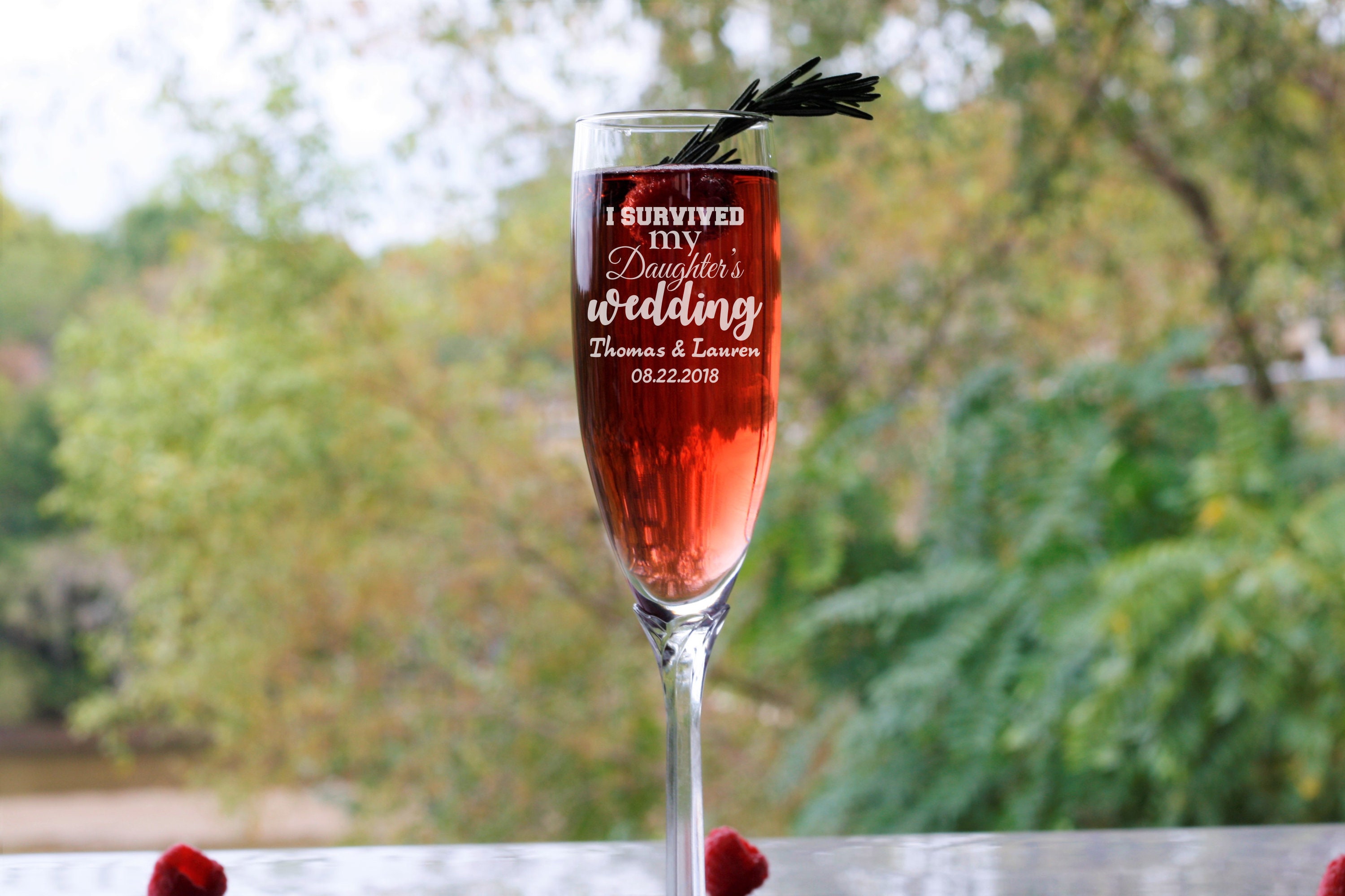 I Survived My Daughter's Wedding Champagne Flute, Gift For Parent, Wedding, Mother Of The Bride, Father Groom