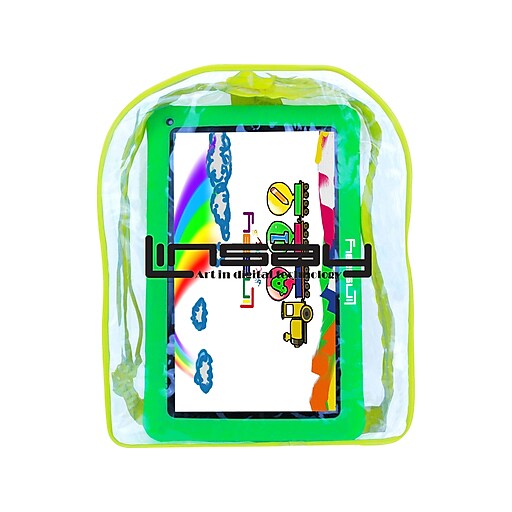 Linsay 10.1" Tablet with Case and Backpack, WiFi, 2GB RAM, 32GB Storage (Android), Black/Green (F10IPKBG)