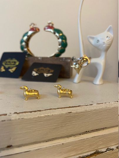 Dachshund Dog Huggie Hoop Earrings