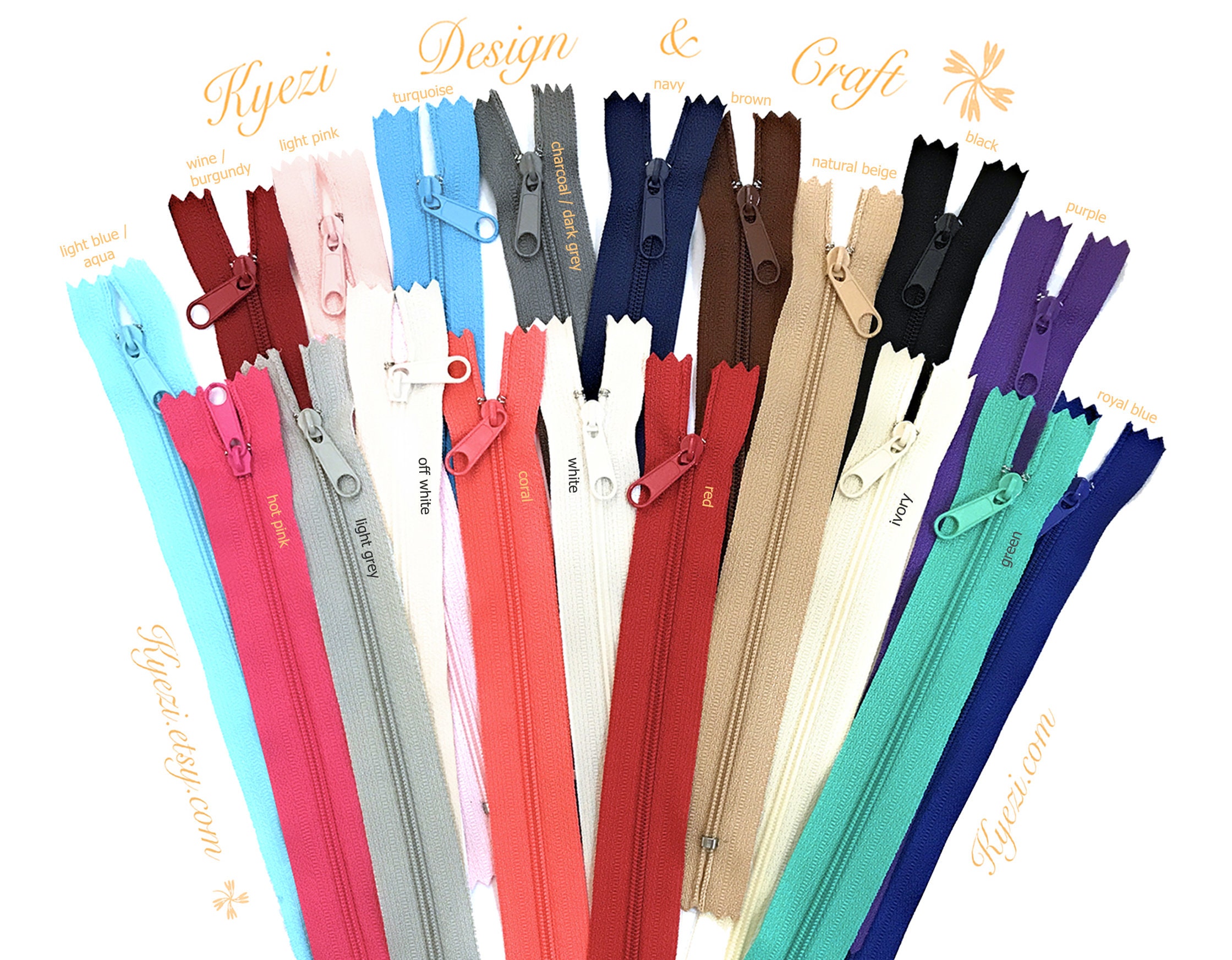 1 To 10 Pcs 9 Inch Long Pull Nylon Zippers, Handbag Purse Zippers