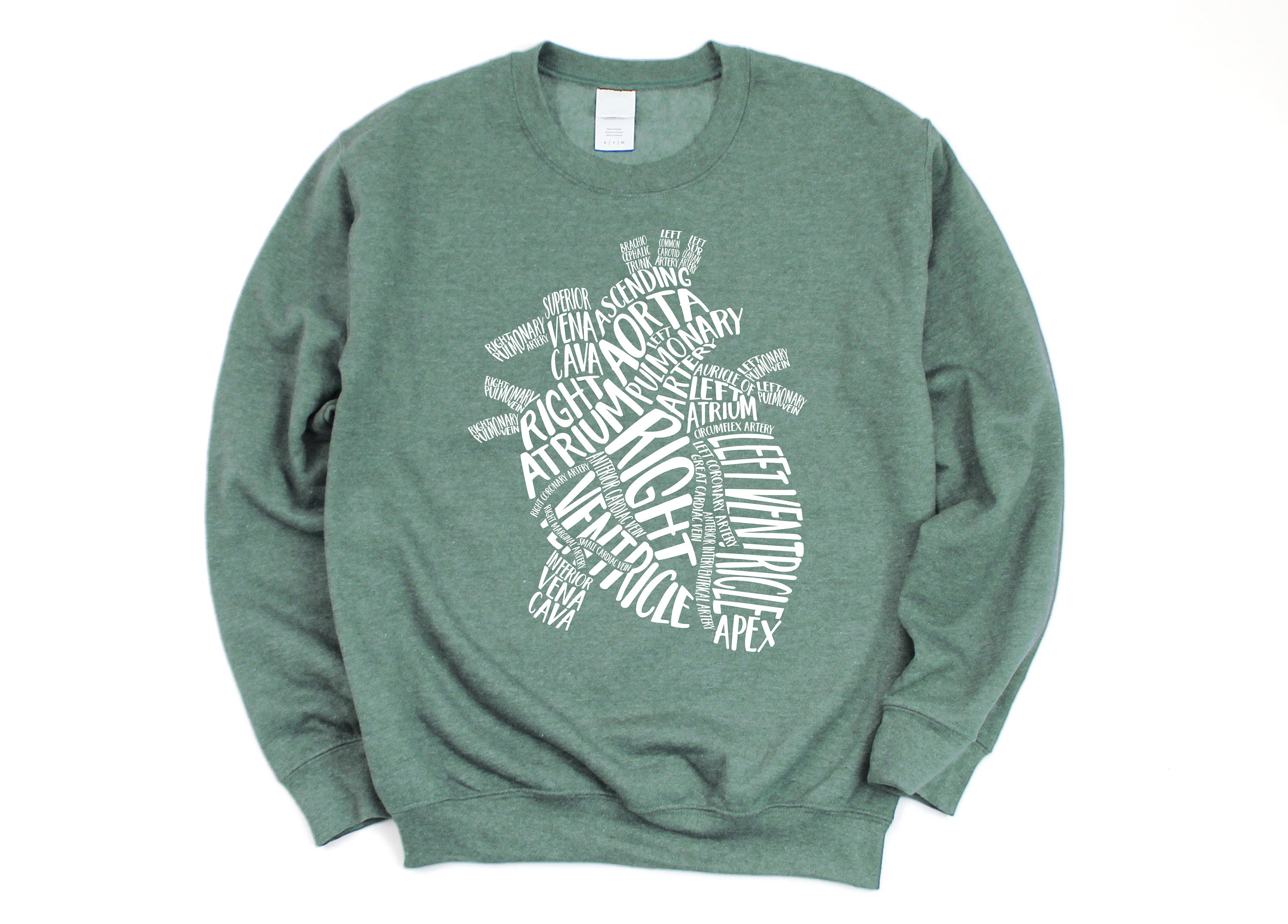 Womens Unisex Sweatshirt Heart Anatomy Nursing School Sweater Student Anatomical Layout Aorta Ventricle Cute Trending Gift For