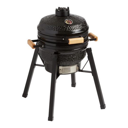 Black Cast Iron and Ceramic Kamado Grill with Stand - Stone by World Market