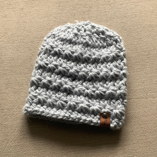 Alpaca Blend Crochet Beanie, Winter Hat, Women's Peaks Light Gray