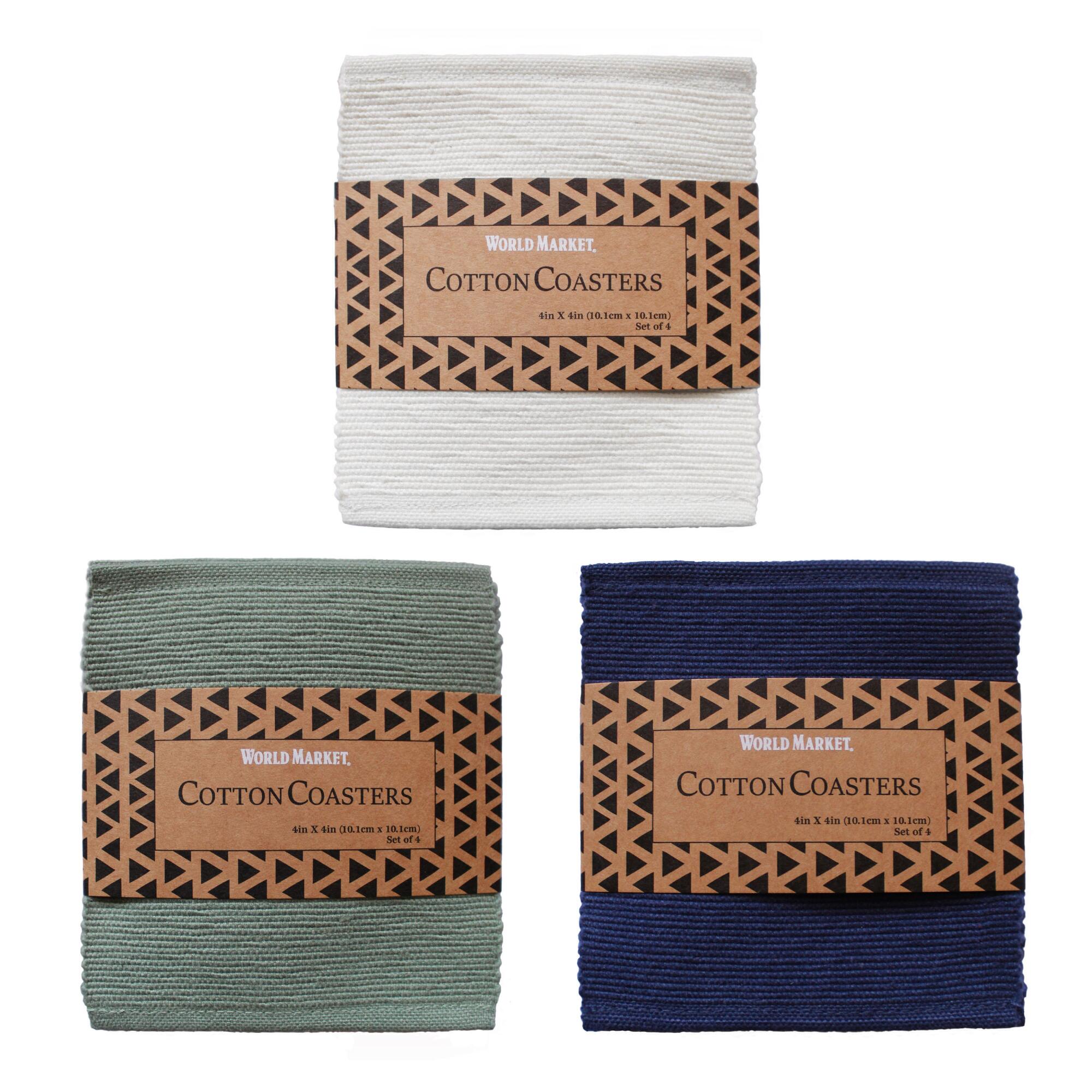 4 Pack Cotton Coasters Set of 2: Cream by World Market