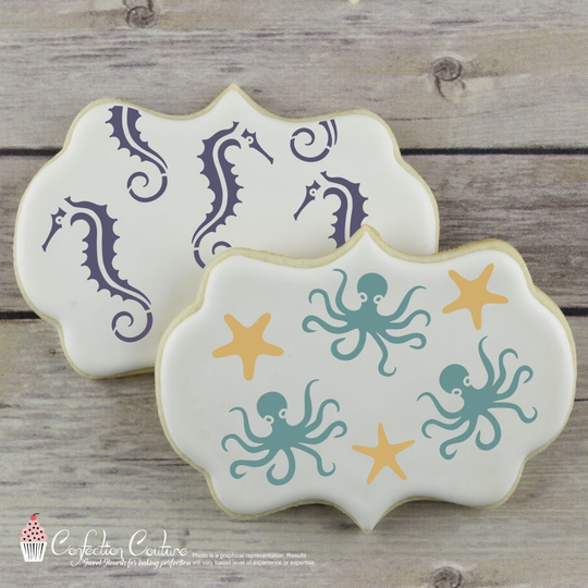 Sea Creatures Basic Accent Cookie Stencil By Confection Couture