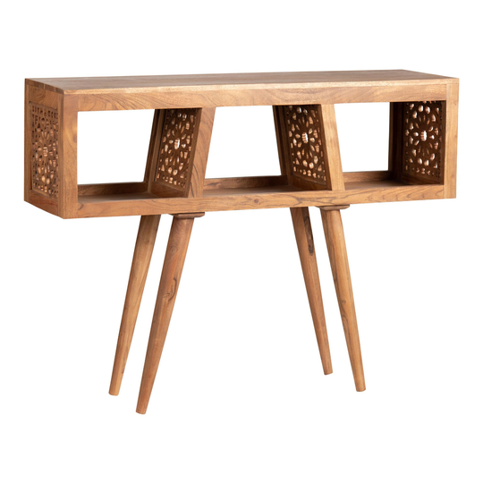 Laser Cut Wood Merlin Console Table with Shelves: Brown by World Market