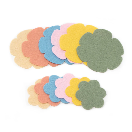 24 Grace Wool Blend Felt Die Cut Applique Flowers - Boho Colors