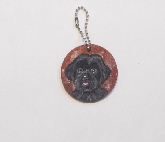 Shih Tzu Dog Portrait Keychain Hand Painted