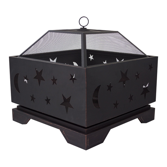 Square Rubbed Bronze Steel Star And Moon Skye Fire Pit: Metallic by World Market