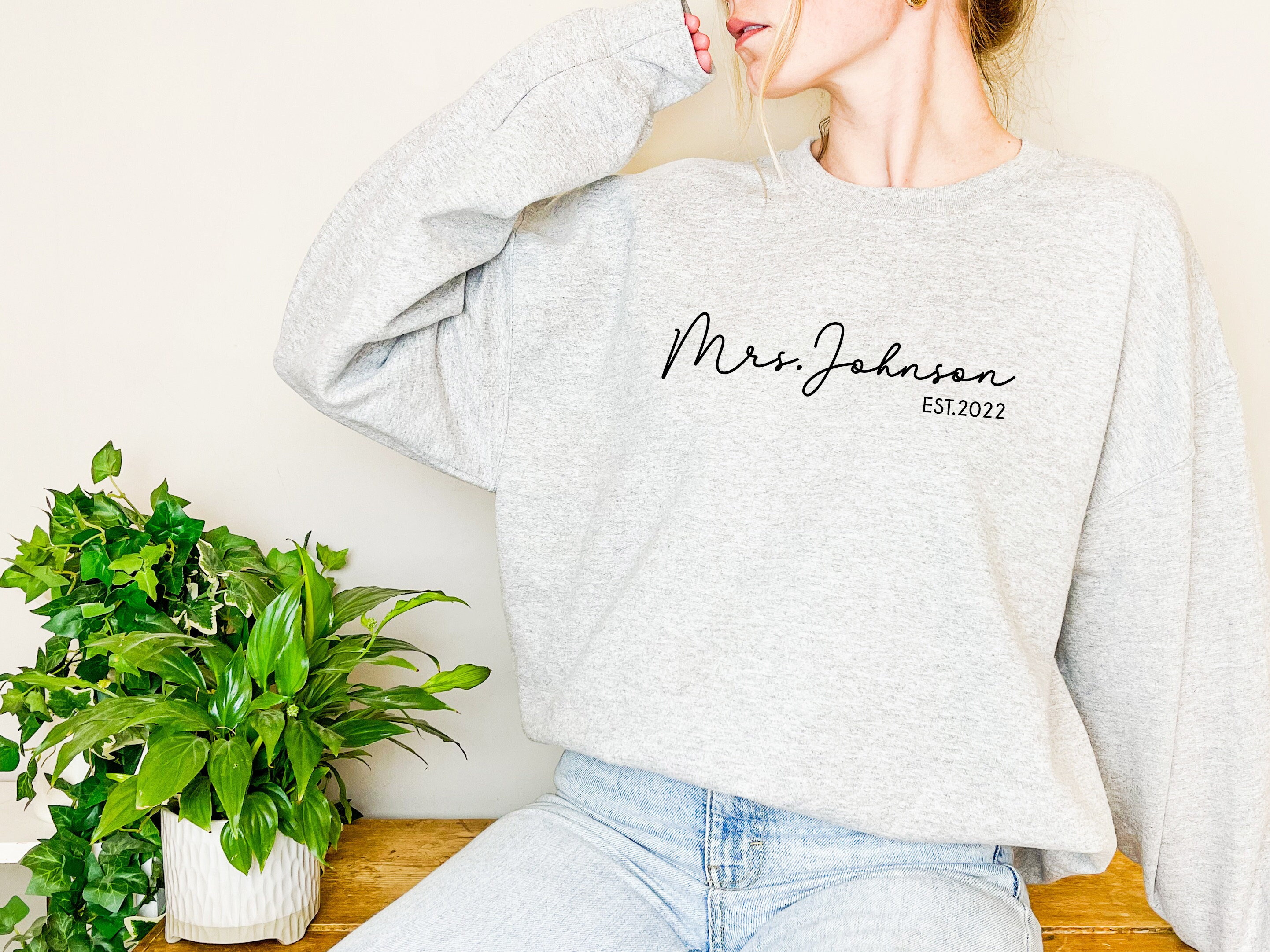 Mrs Sweatshirt, New Mrs Wedding Gift, Honeymoon Pajamas, Bride To Be Custom Bridal Future Tee