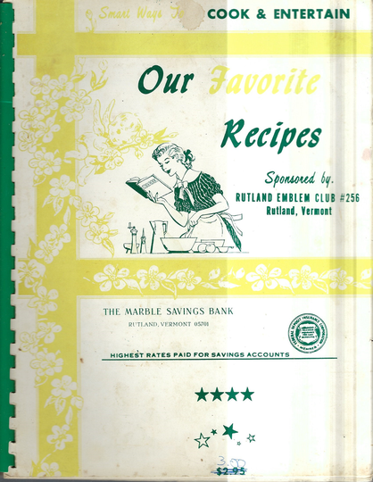 Rutland Vermont Vintage 1970S Emblem Club Our Favorite Recipes Cookbook Vt Community Collectible Local Ads Rare Cook Book