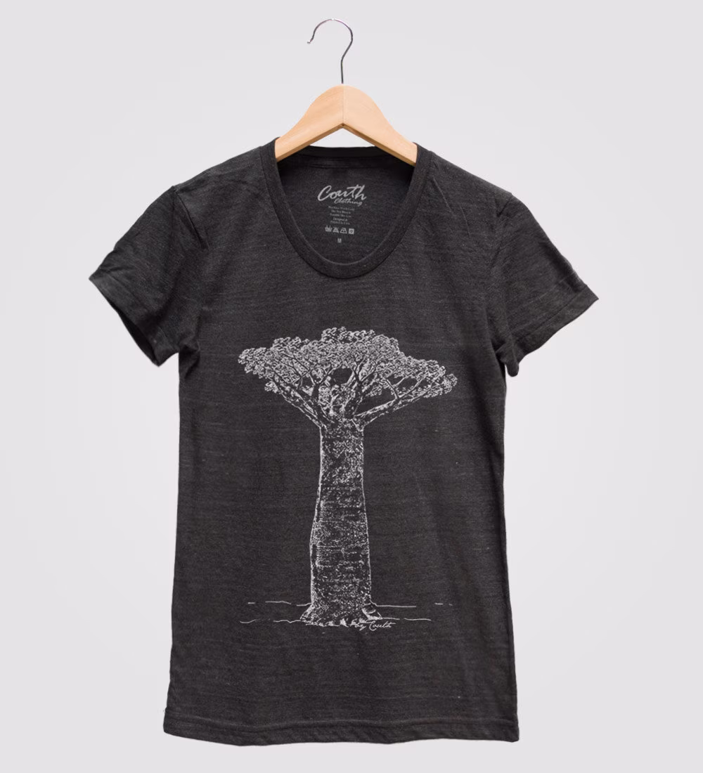 Womens Baobab Tshirt Hand Screen Print Tri-Blend Short Sleeve