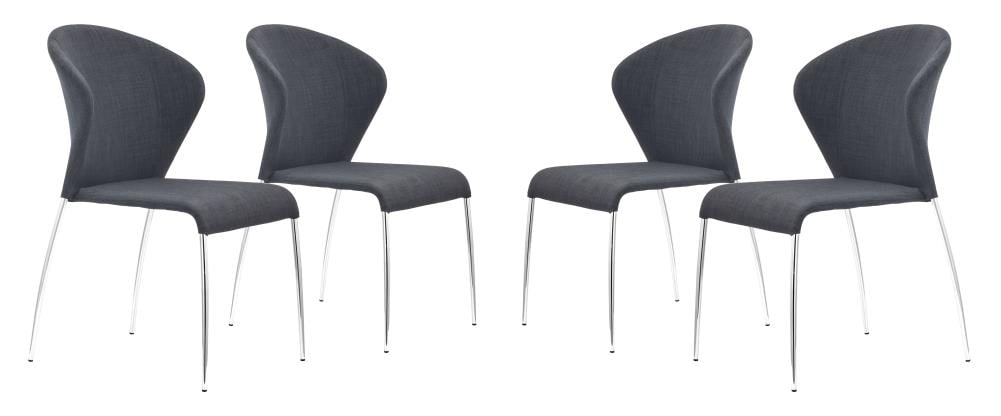 Zuo Modern Set of 2 Oulu Contemporary/Modern Polyester/Polyester Blend Upholstered Dining Side Chair (Metal Frame) in Gray | 100042