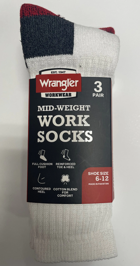 Wrangler 3-Pack Men's Cotton Blend Crew Socks (Size 6 To 12) in White | WRM417