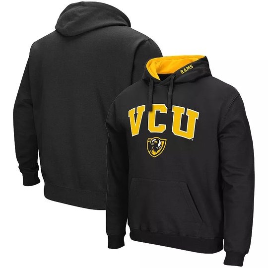 Men's Colosseum Black VCU Rams Arch and Logo Pullover Hoodie, Size: Large