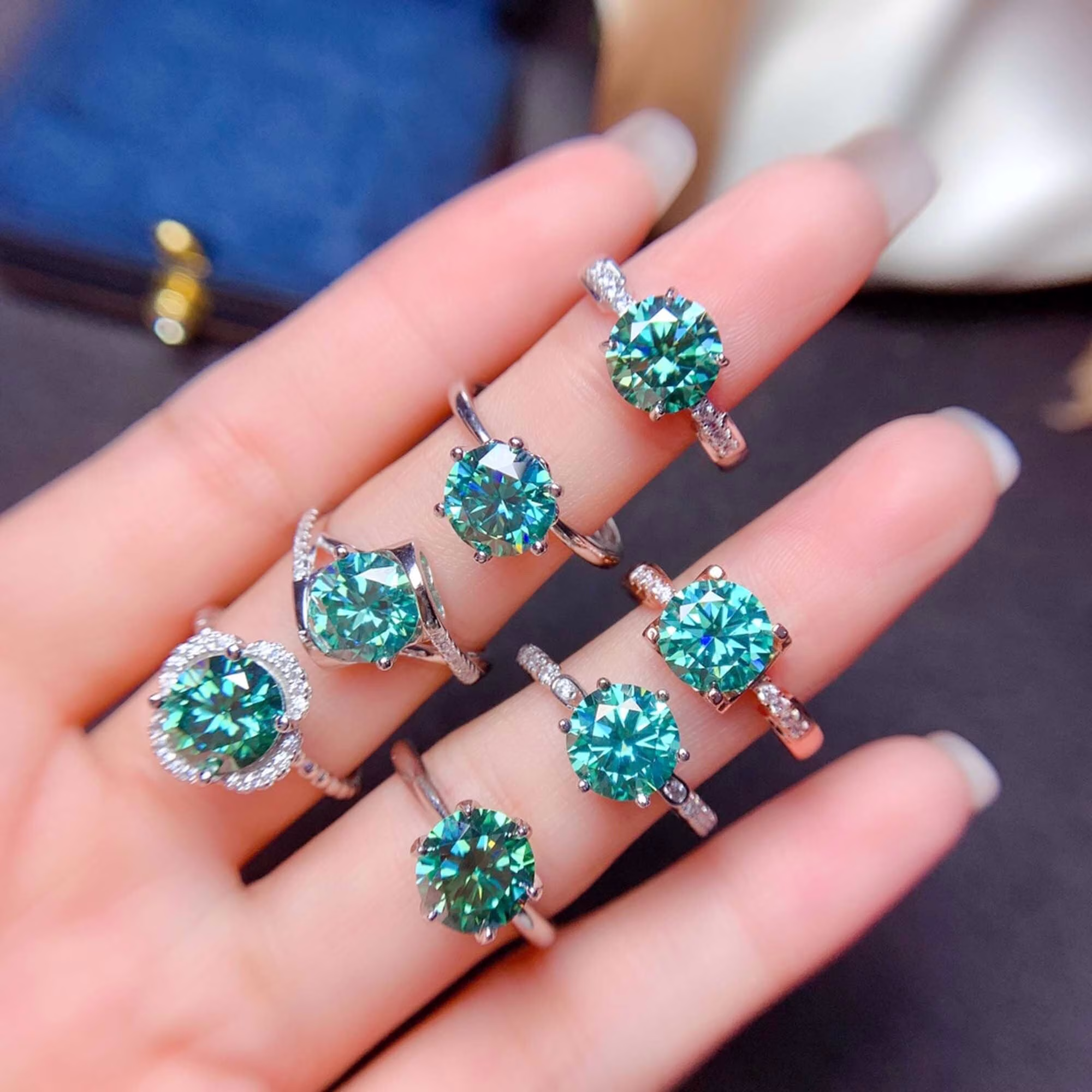 2Ct Green Moissanite Jewelry, Round Cut Moissanite, Solitaire Engagement Ring, Unique Diamond Wedding Ring