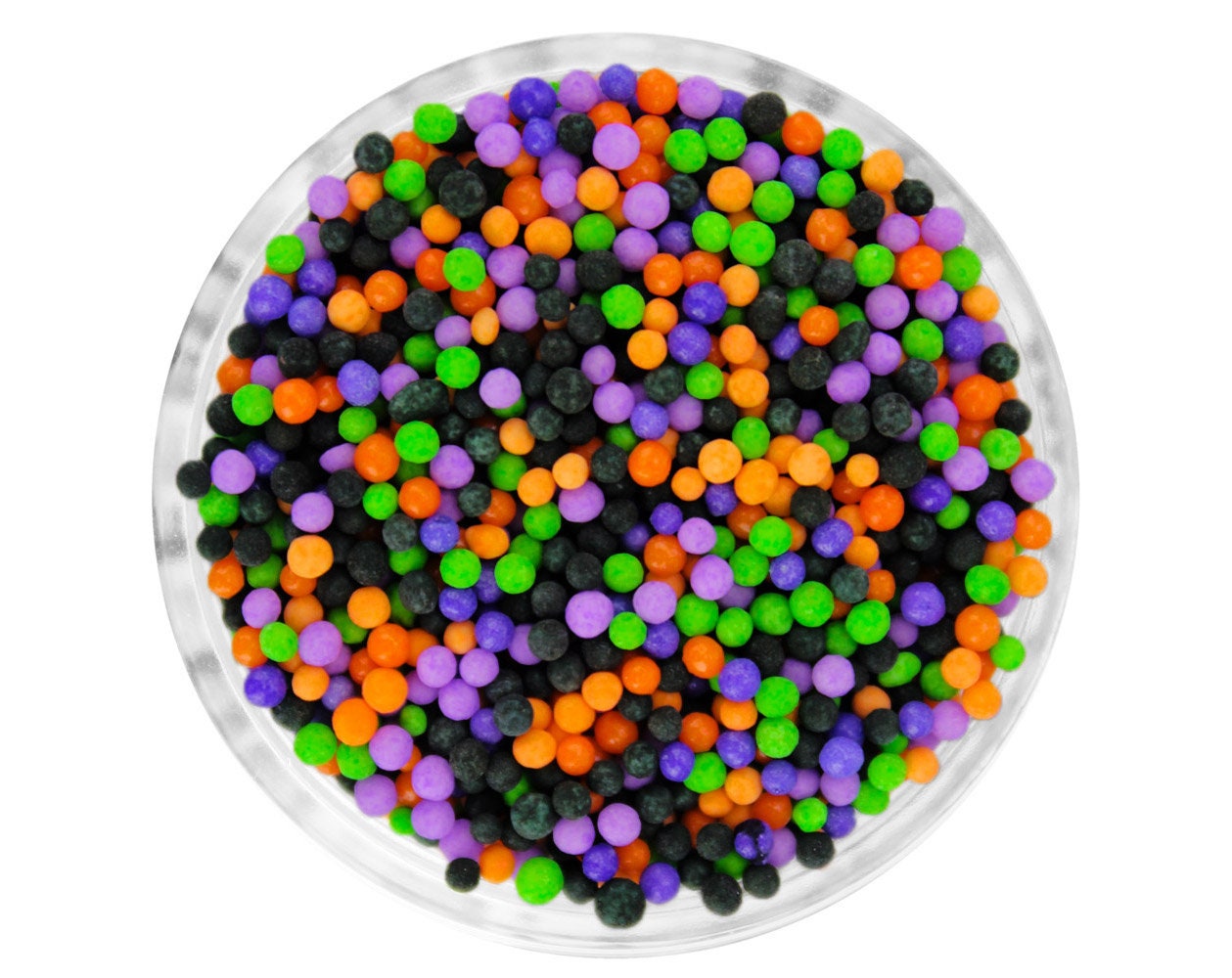 Monster Mash Non-Pareils Blend - Our Monster Mash Blend Is A Mix Of Non-Pareils in Black, Orange, Purple, Lavender, & Lime Green
