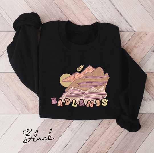 Retro Embroidered Badlands National Park Sweatshirt, Unisex Fit