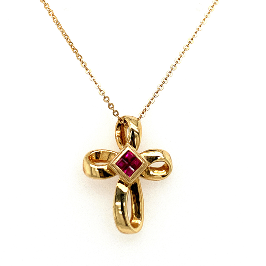 14Kt Gold & Ruby Cross